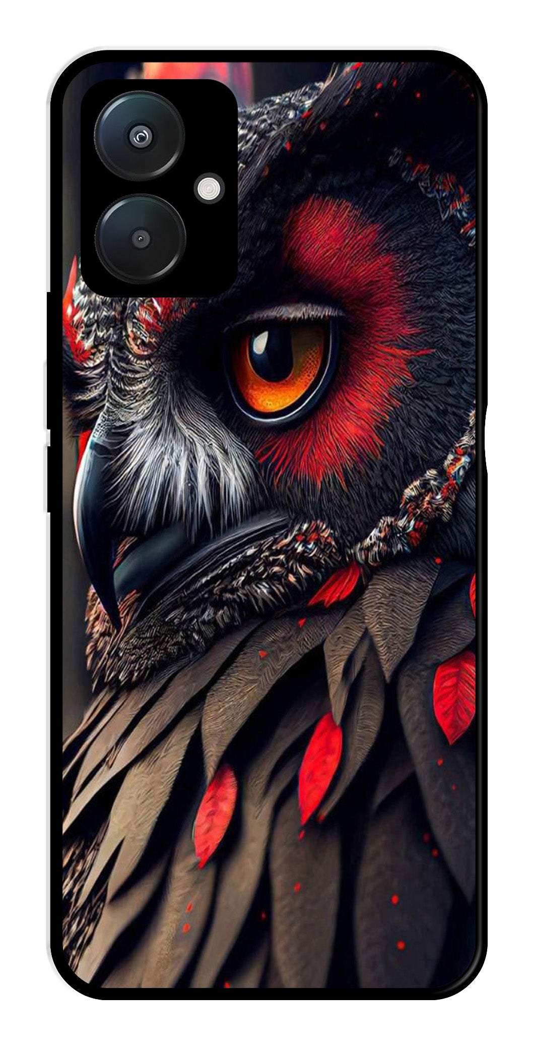 Owl Design Metal Mobile Case for Redmi 13C 4G   (Design No -26)