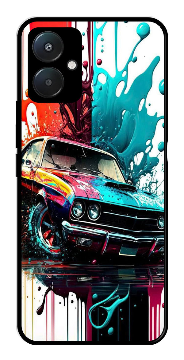 Vintage Car Metal Mobile Case for Poco C65   (Design No -29)