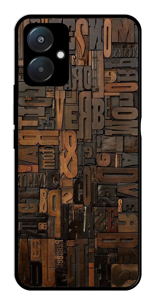 Alphabets Metal Mobile Case for Poco C65   (Design No -32)