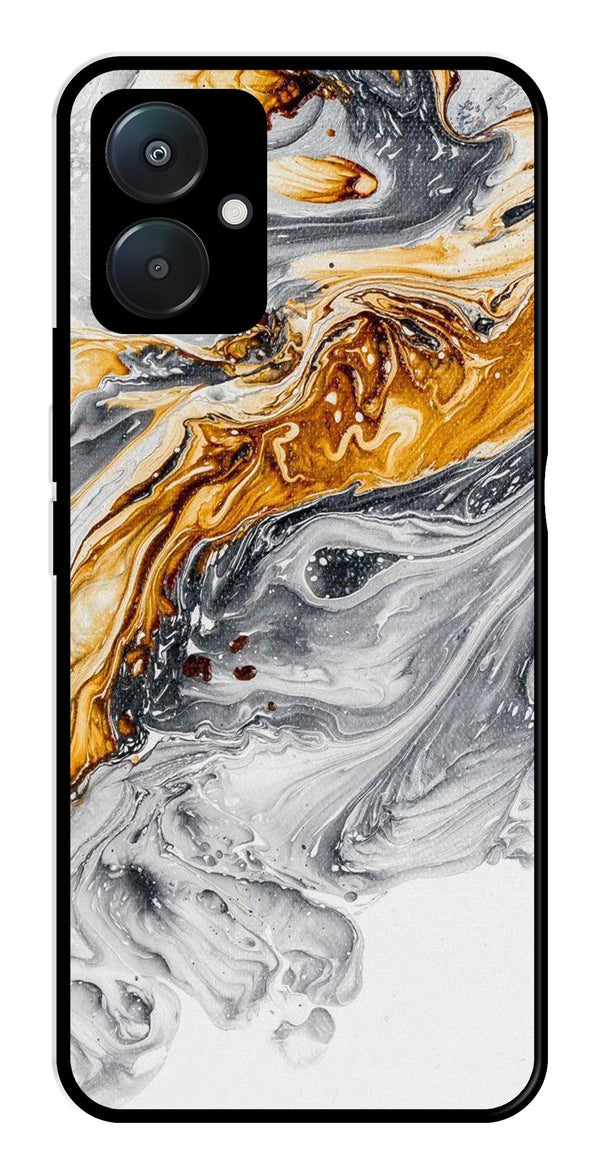 Marble Pattern Metal Mobile Case for Poco C65   (Design No -36)