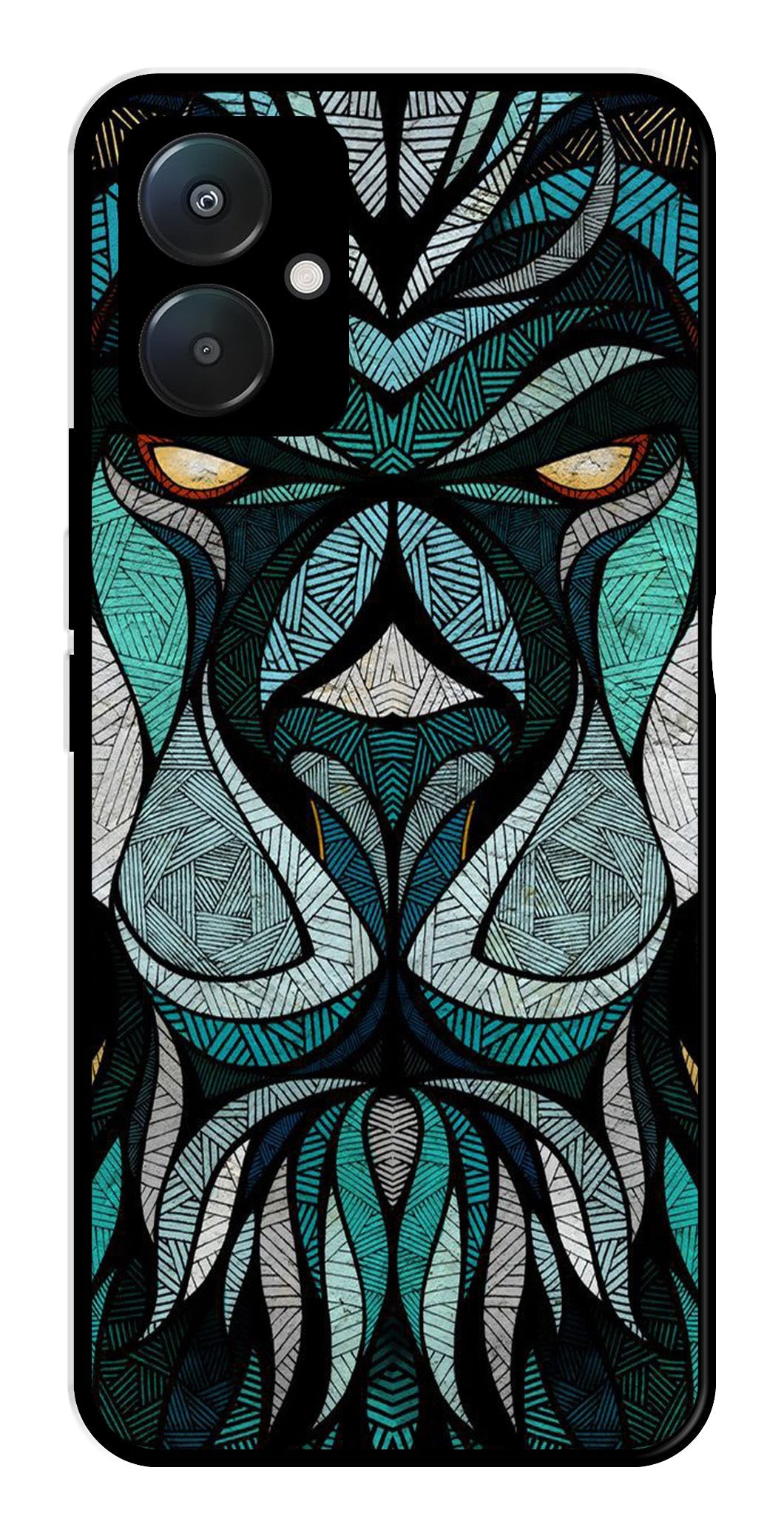 Lion Pattern Metal Mobile Case for Redmi 13C 4G   (Design No -40)