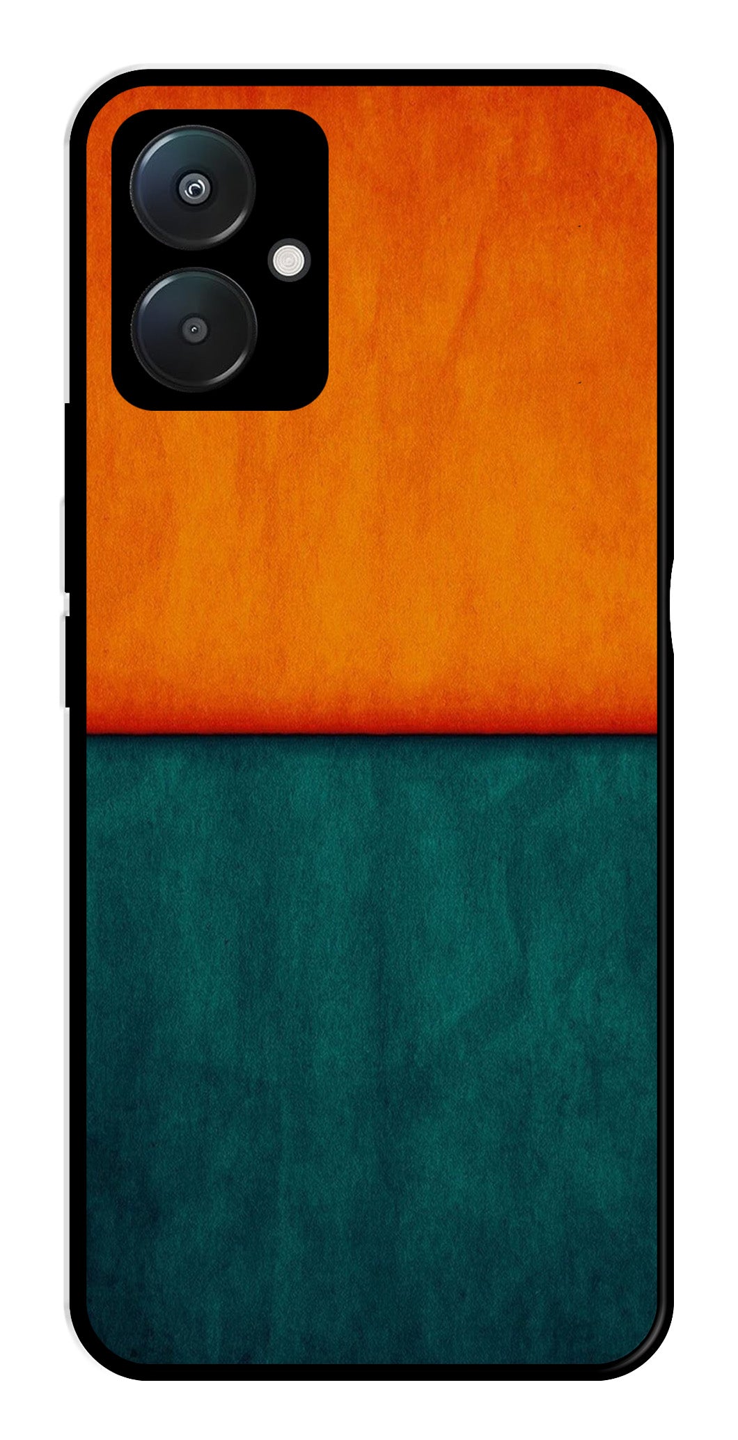 Orange Green Pattern Metal Mobile Case for Poco C65   (Design No -45)