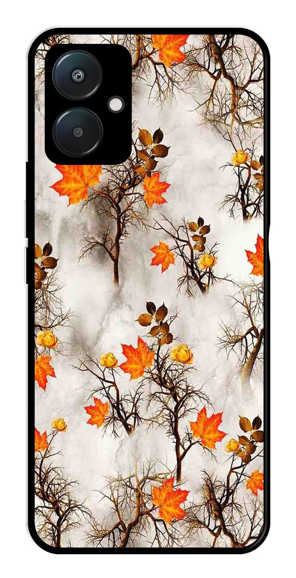 Autumn leaves Metal Mobile Case for Poco C65   (Design No -55)