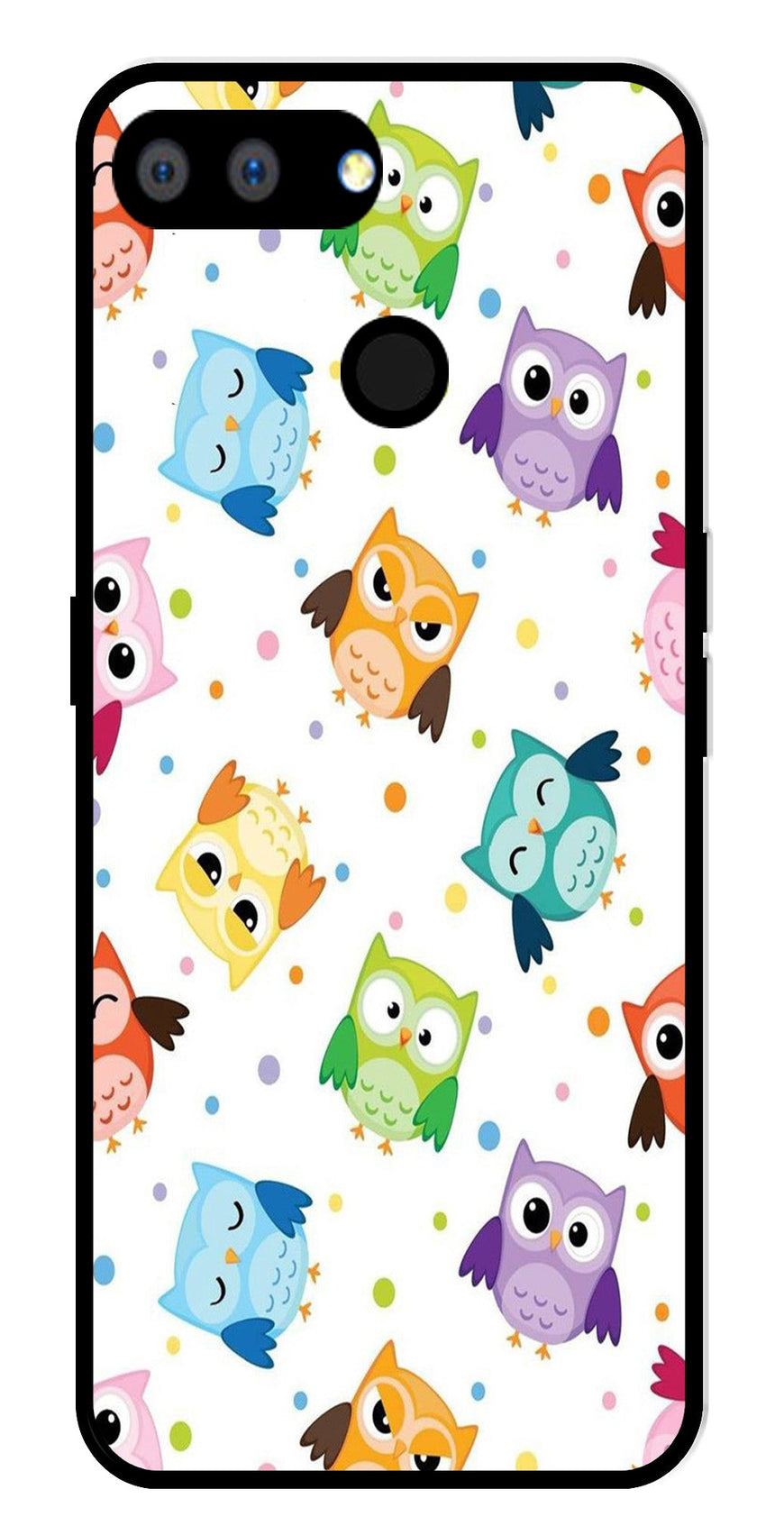Owls Pattern Metal Mobile Case for Realme 2   (Design No -20)