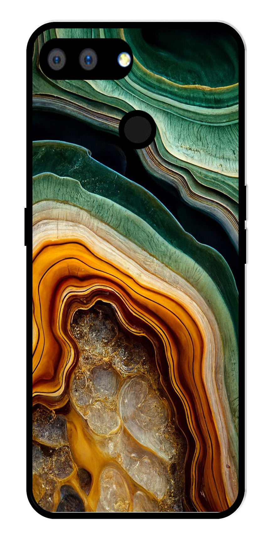 Marble Design Metal Mobile Case for Realme 2   (Design No -28)