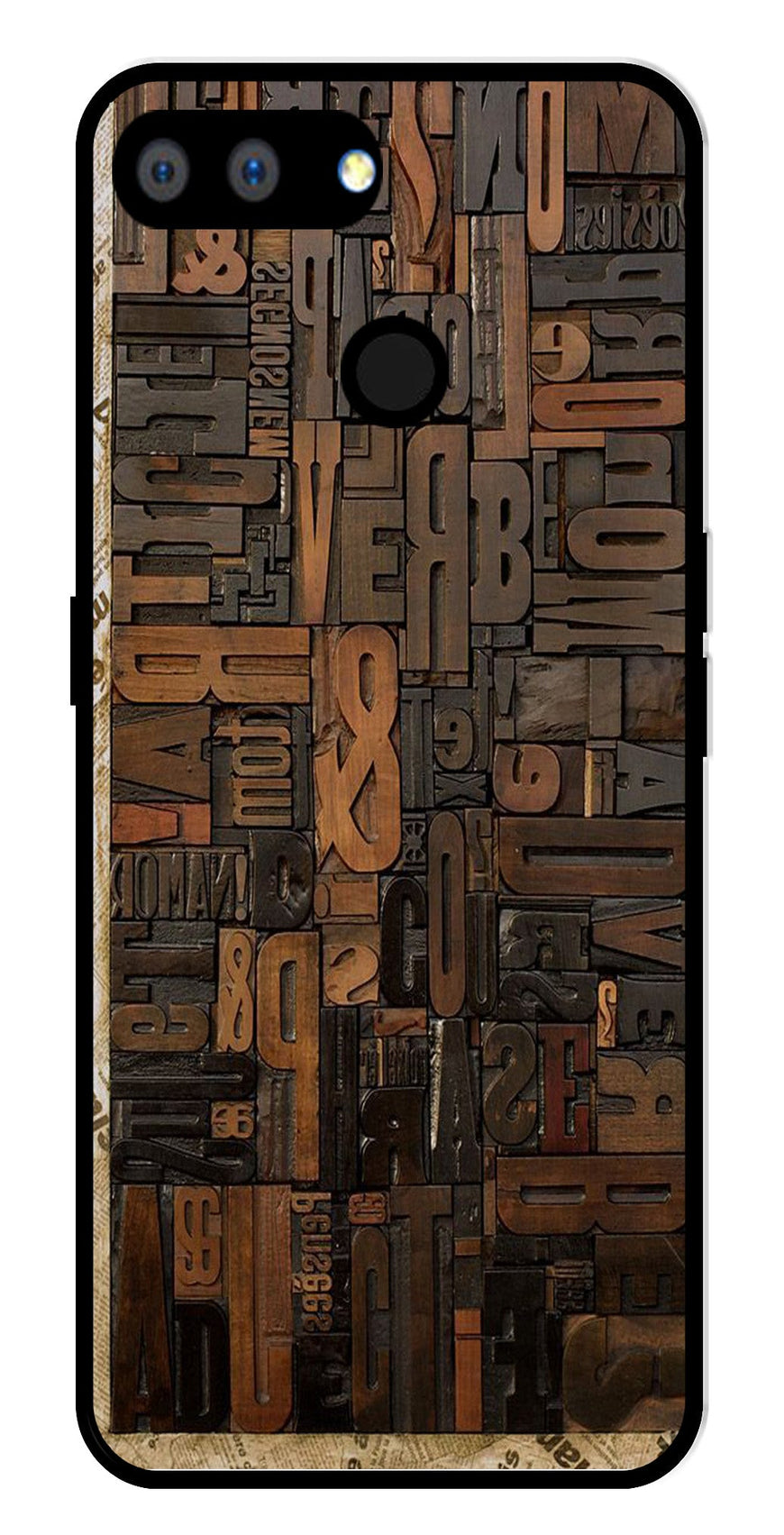 Alphabets Metal Mobile Case for Realme 2   (Design No -32)
