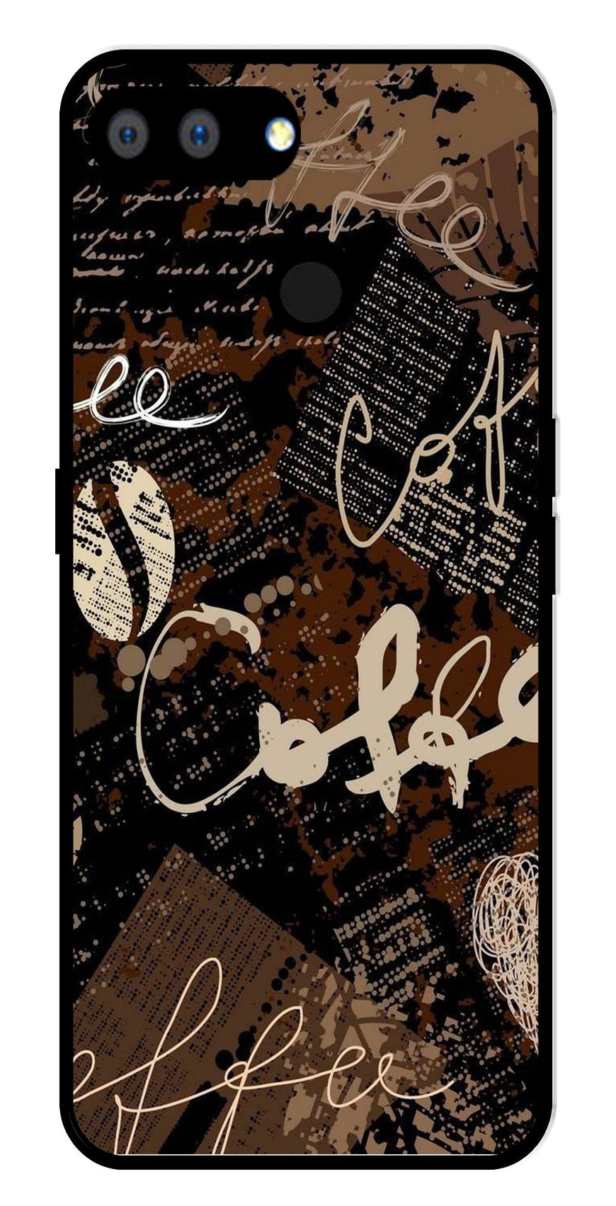Coffee Pattern Metal Mobile Case for Realme 2   (Design No -37)