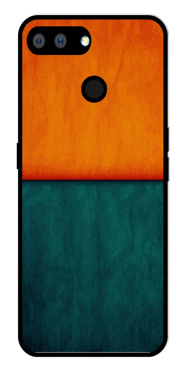 Orange Green Pattern Metal Mobile Case for Realme 2   (Design No -45)