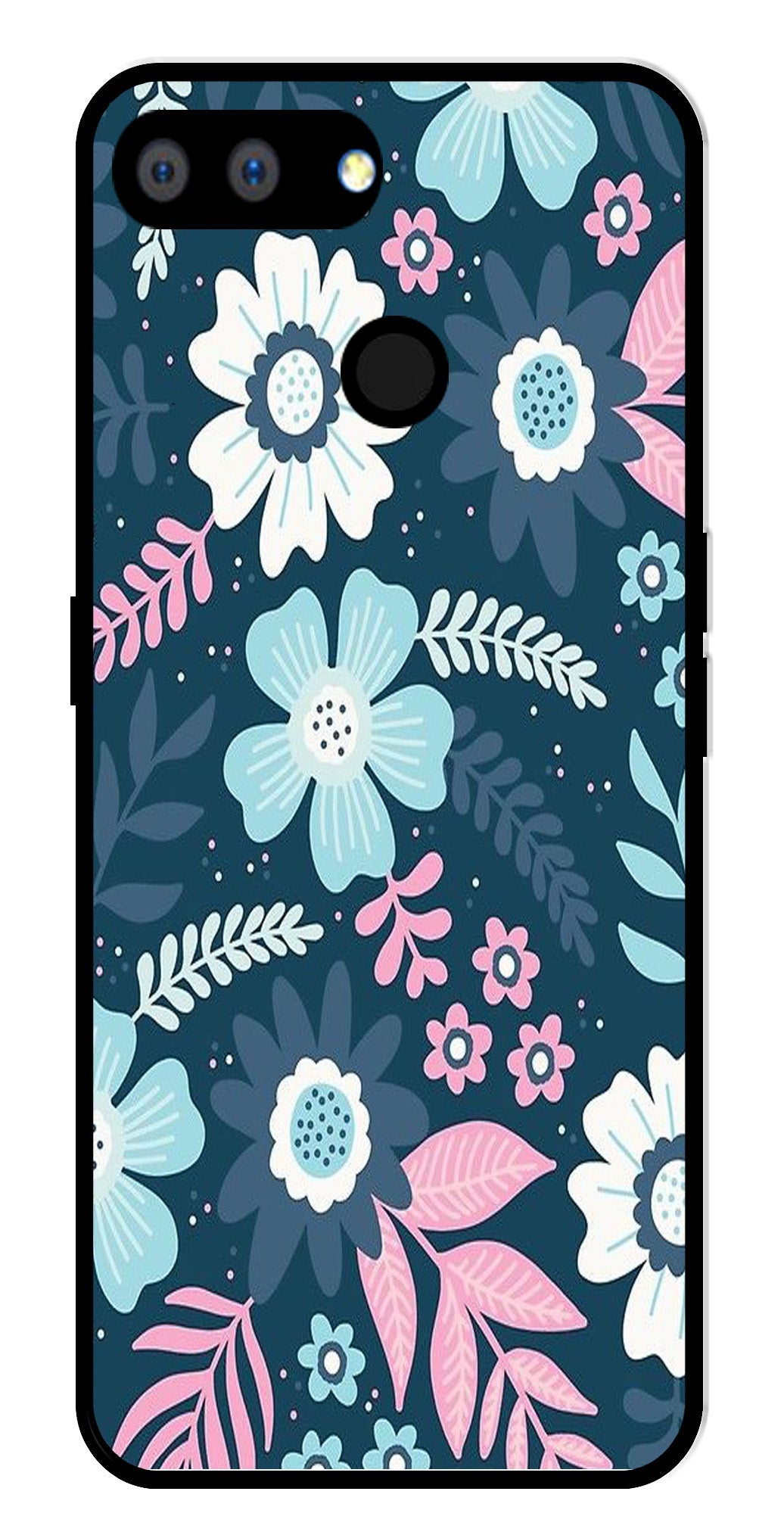 Flower Leaves Design Metal Mobile Case for Realme 2   (Design No -50)