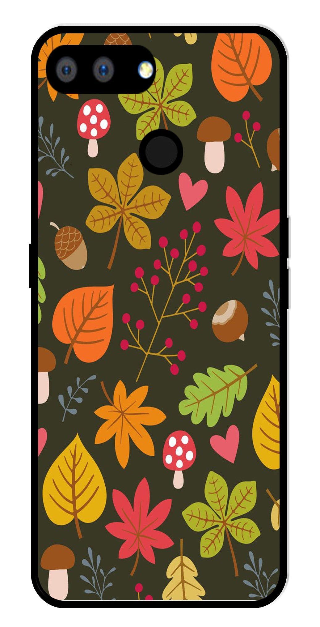 Leaves Design Metal Mobile Case for Realme 2   (Design No -51)