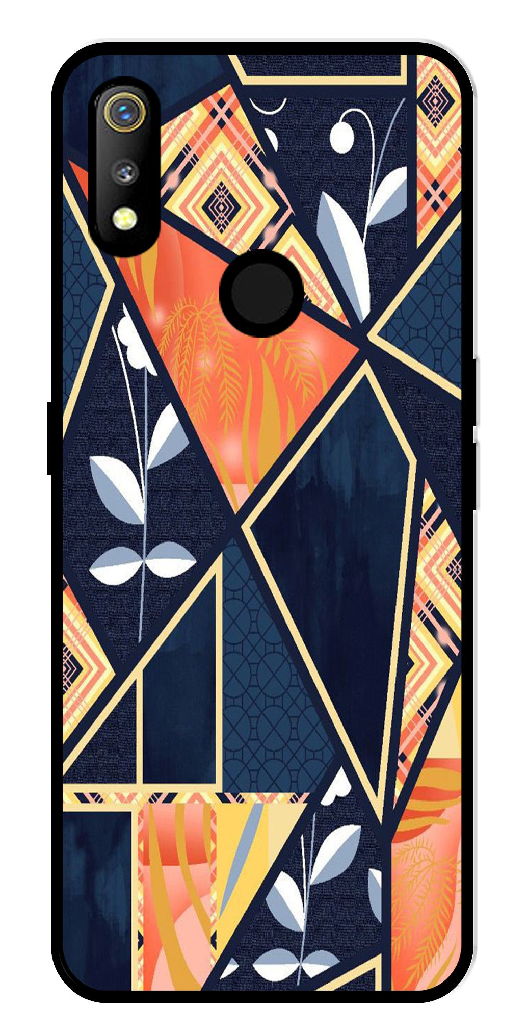 Marble Design Metal Mobile Case for Realme 3   (Design No -07)