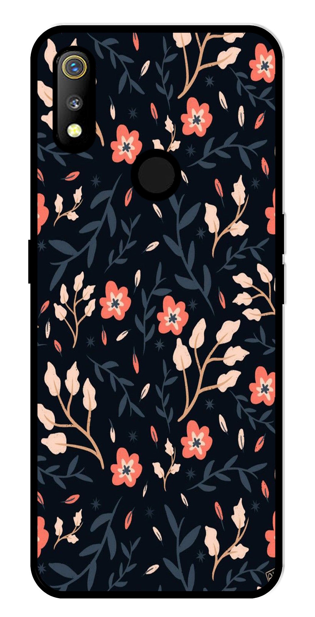 Floral Pattern Metal Mobile Case for Realme 3   (Design No -10)