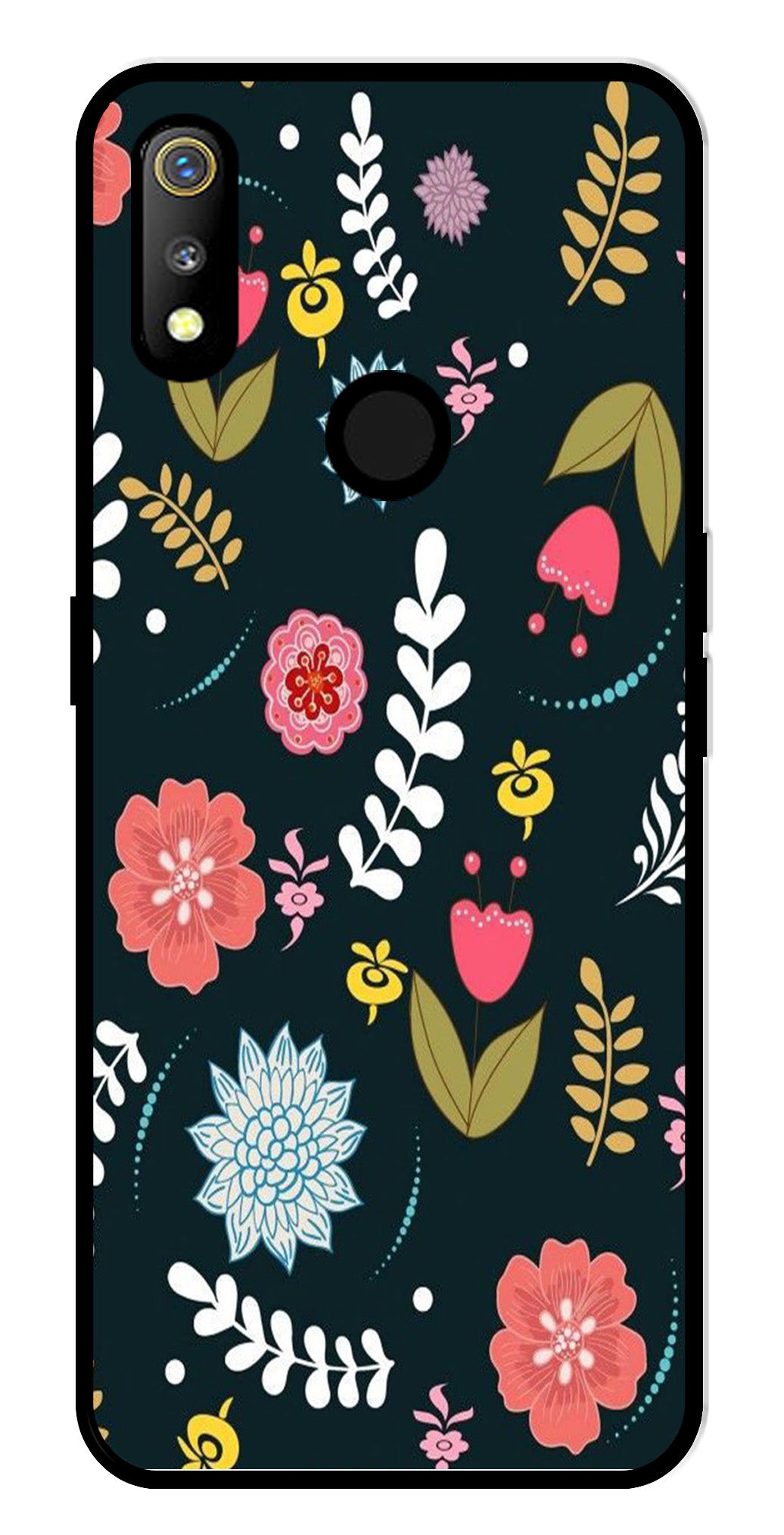 Floral Pattern2 Metal Mobile Case for Realme 3   (Design No -12)