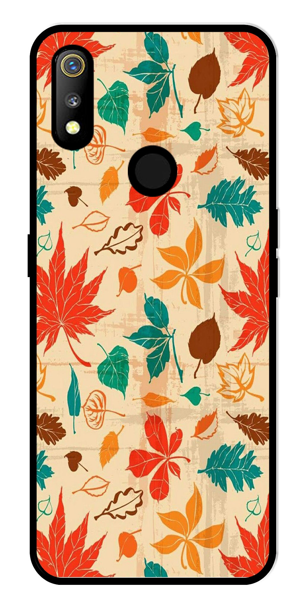 Leafs Design Metal Mobile Case for Realme 3   (Design No -14)