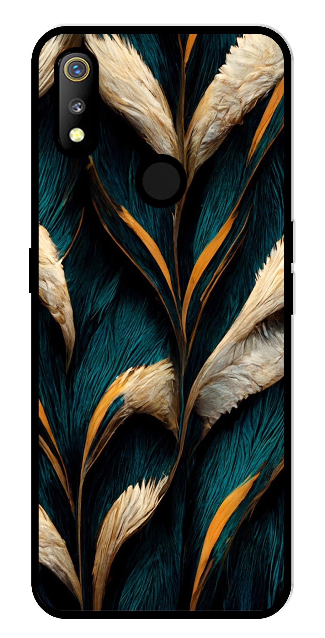 Feathers Metal Mobile Case for Realme 3   (Design No -30)