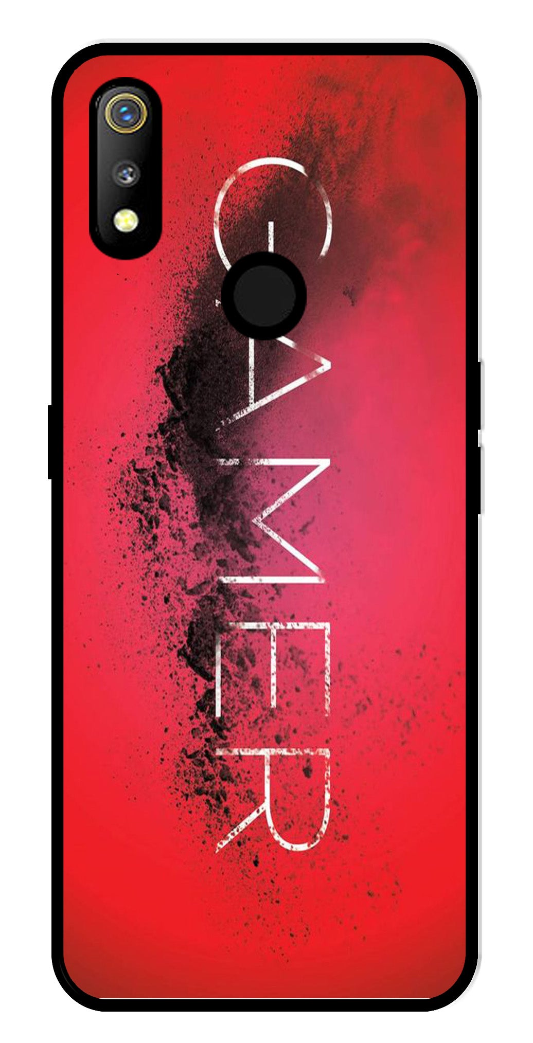 Gamer Pattern Metal Mobile Case for Realme 3   (Design No -41)