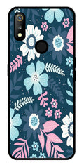 Flower Leaves Design Metal Mobile Case for Realme 3   (Design No -50)