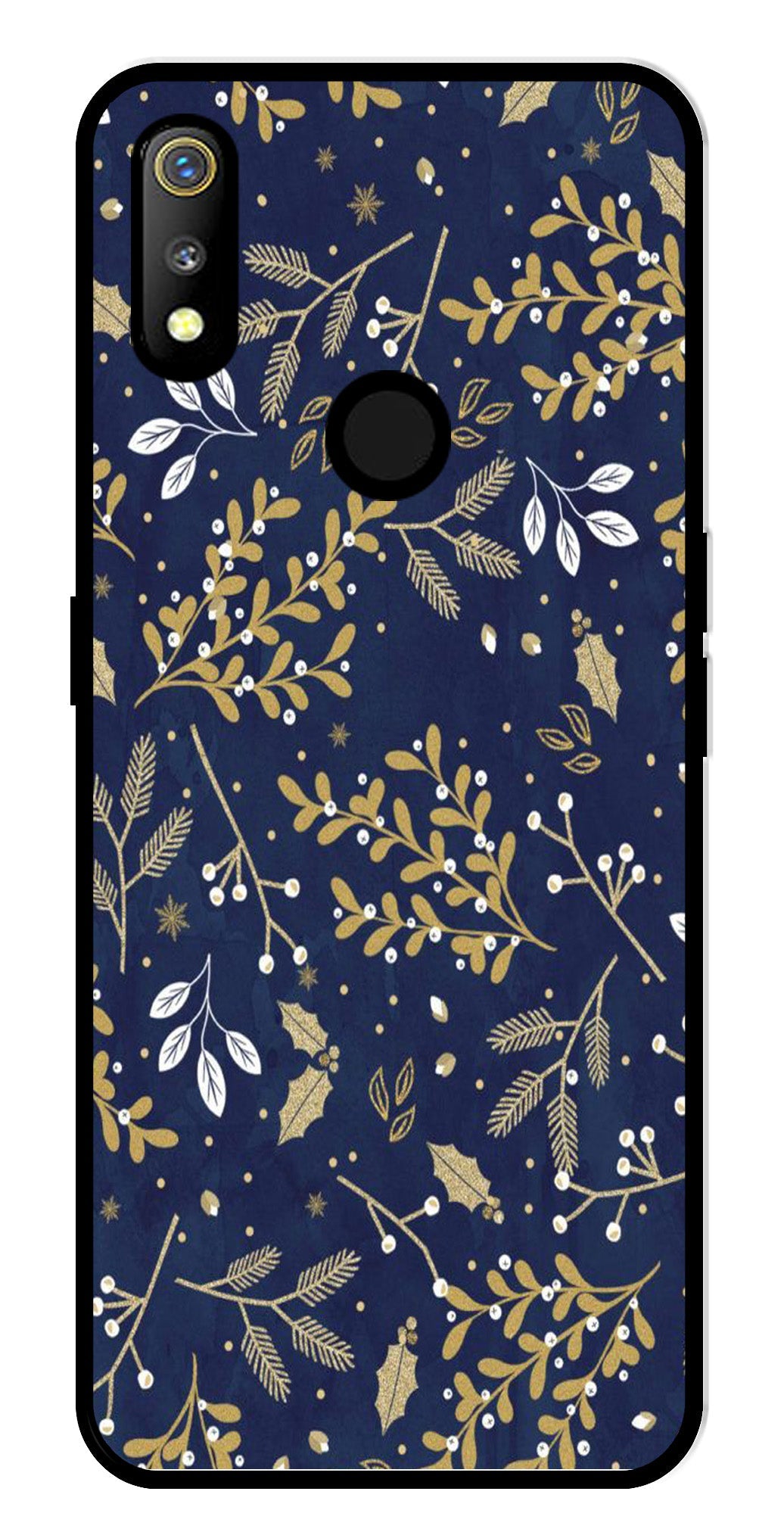 Floral Pattern  Metal Mobile Case for Realme 3   (Design No -52)