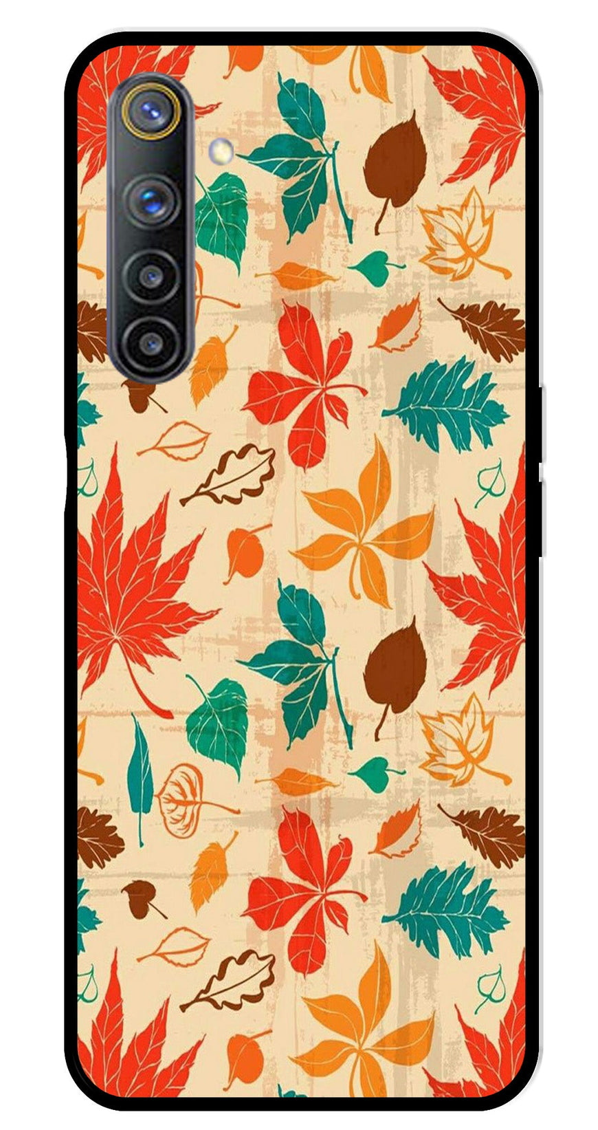 Leafs Design Metal Mobile Case for Realme 6   (Design No -14)