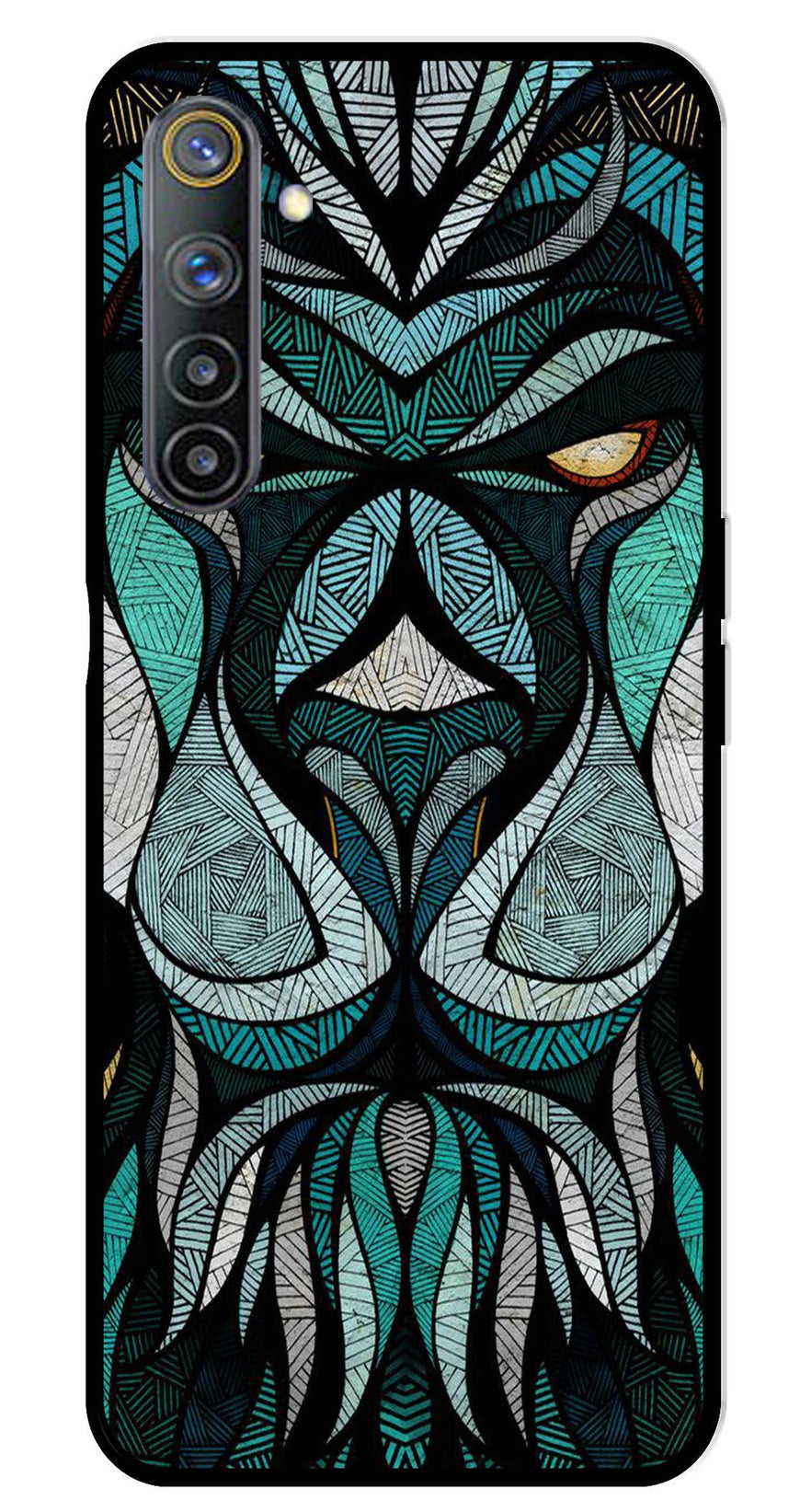 Lion Pattern Metal Mobile Case for Realme 6   (Design No -40)