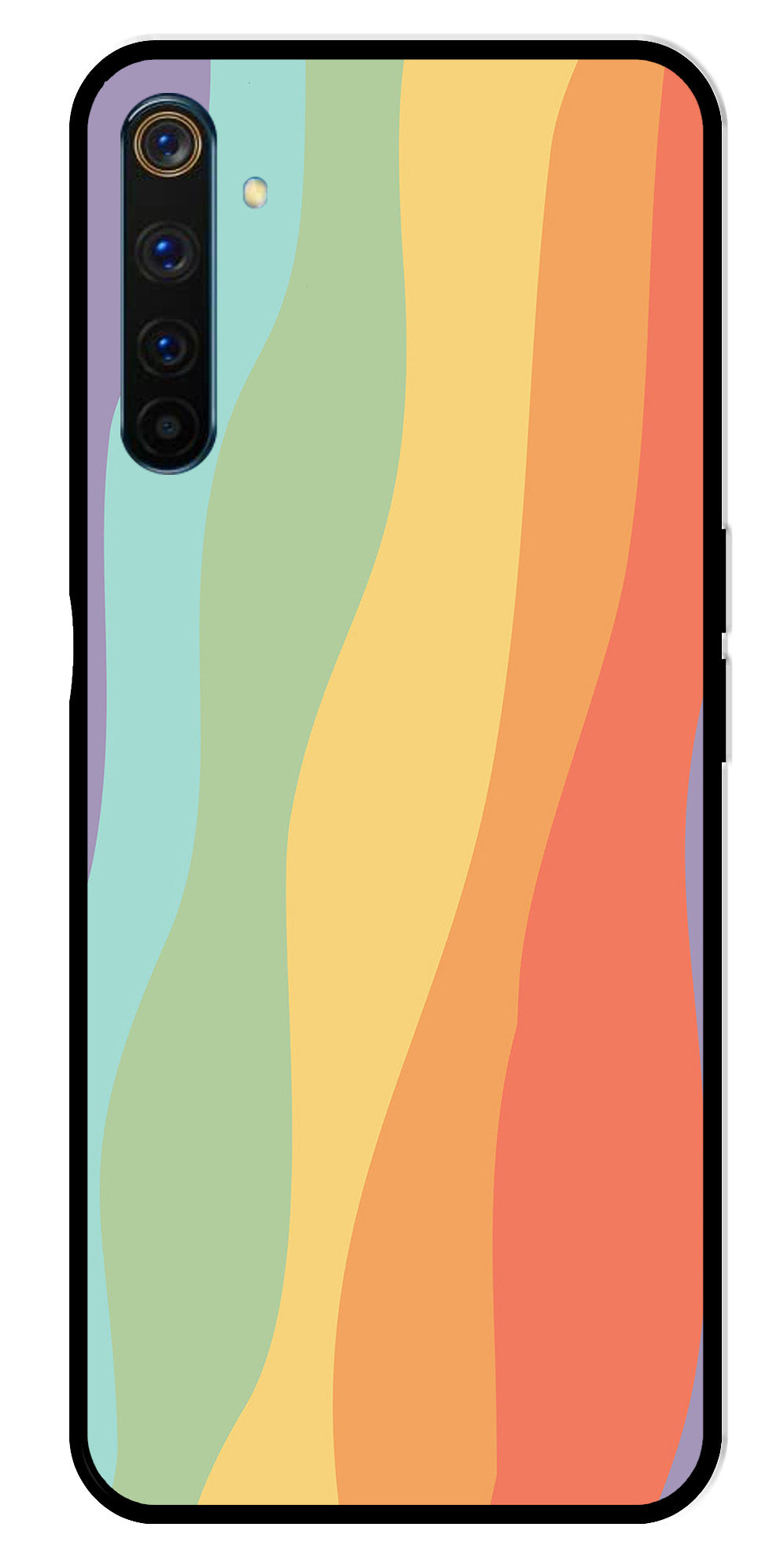 Muted Rainbow Metal Mobile Case for Realme 6 Pro   (Design No -02)