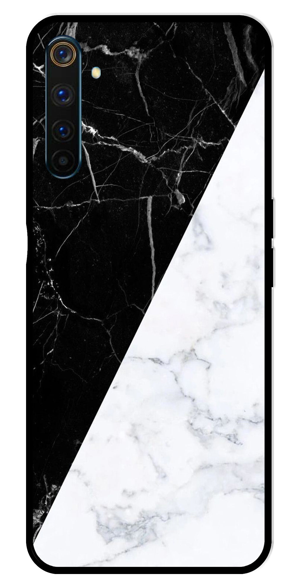 Black White Marble Design Metal Mobile Case for Realme 6 Pro   (Design No -09)