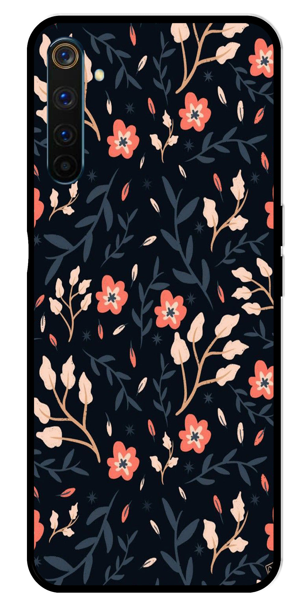 Floral Pattern Metal Mobile Case for Realme 6 Pro   (Design No -10)