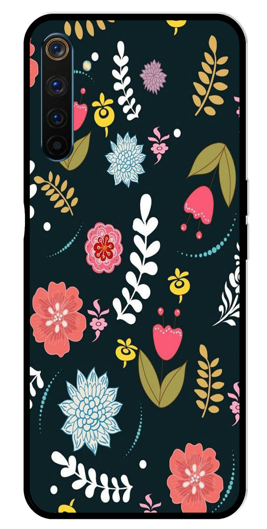 Floral Pattern2 Metal Mobile Case for Realme 6 Pro   (Design No -12)