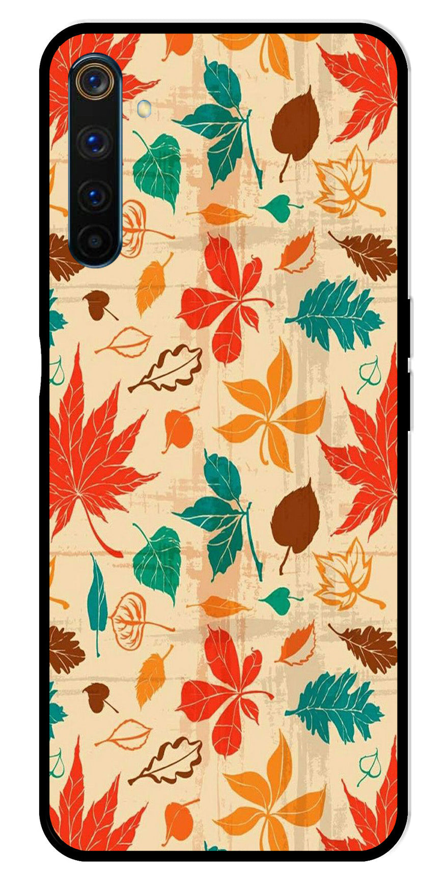 Leafs Design Metal Mobile Case for Realme 6 Pro   (Design No -14)