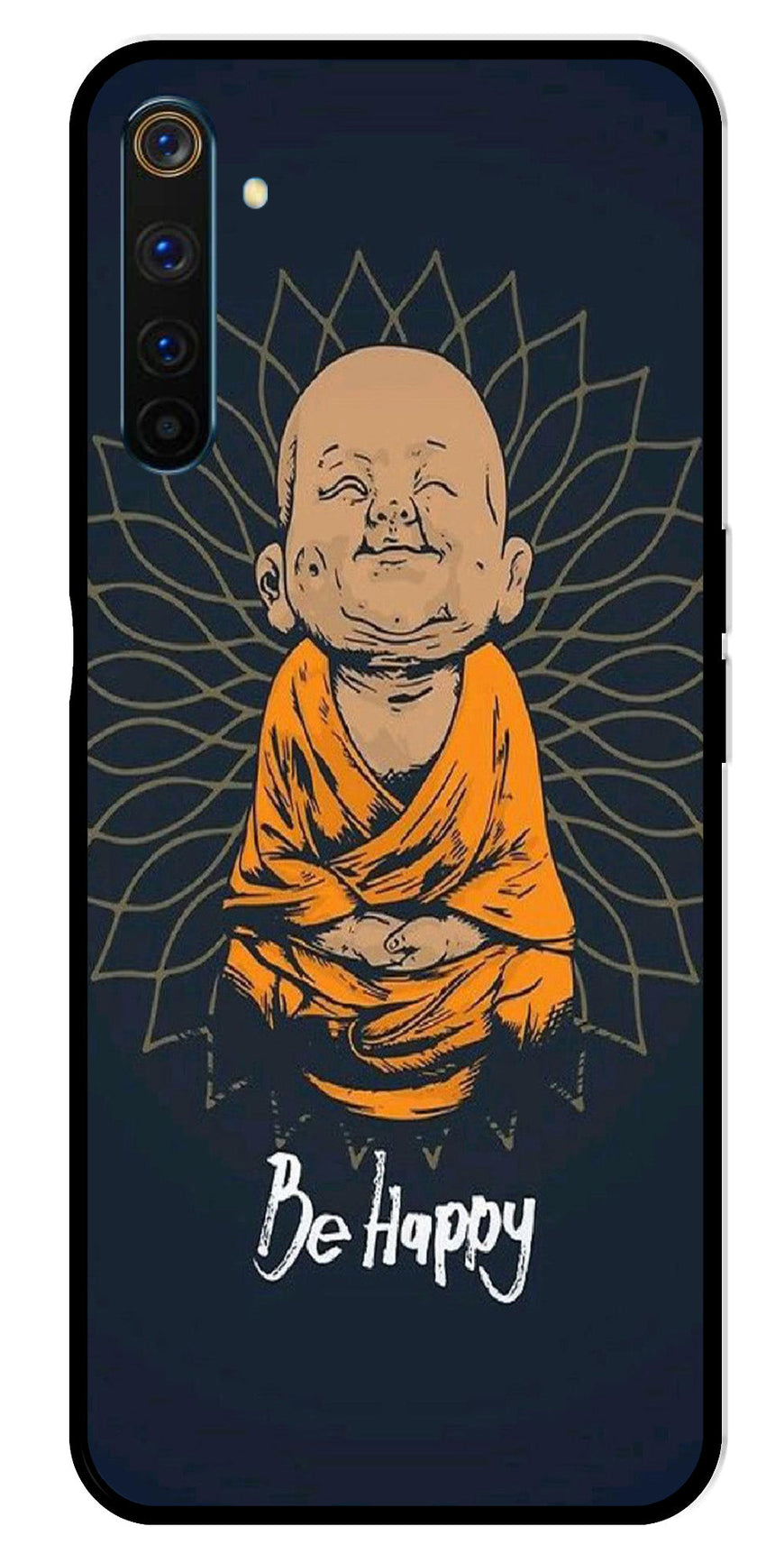 Be Happy Metal Mobile Case for Realme 6 Pro   (Design No -27)