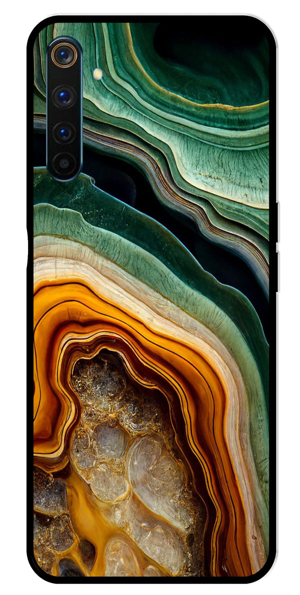 Marble Design Metal Mobile Case for Realme 6 Pro   (Design No -28)