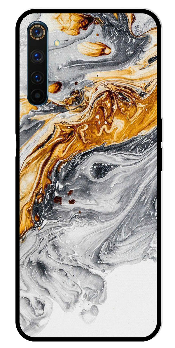 Marble Pattern Metal Mobile Case for Realme 6 Pro   (Design No -36)