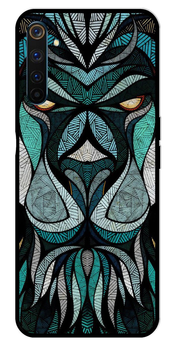 Lion Pattern Metal Mobile Case for Realme 6 Pro   (Design No -40)