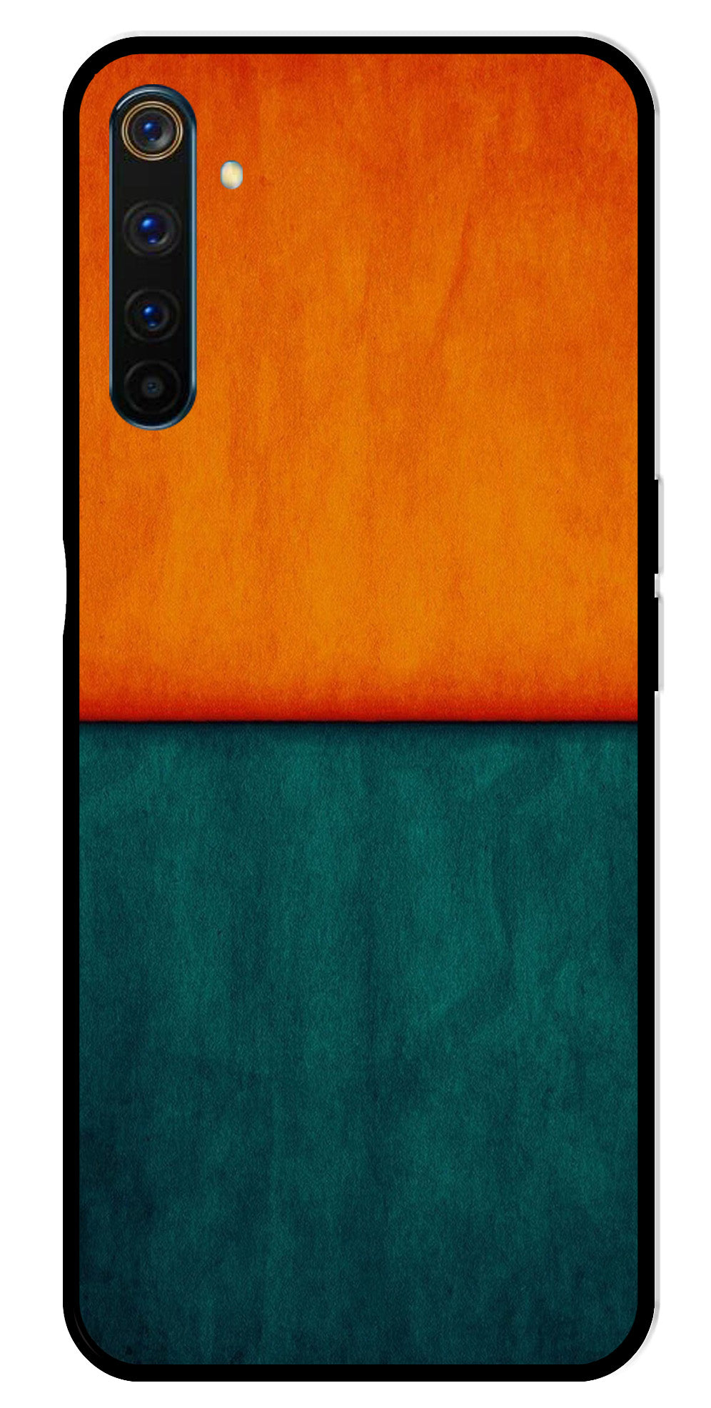 Orange Green Pattern Metal Mobile Case for Realme 6 Pro   (Design No -45)