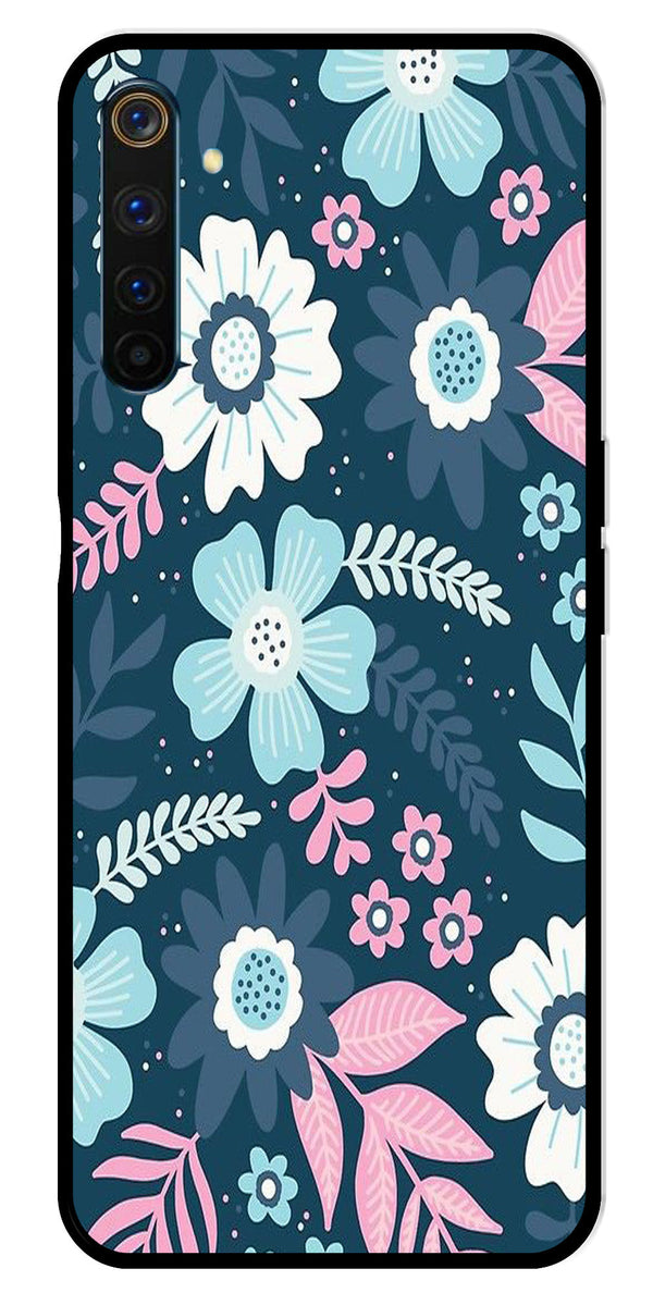 Flower Leaves Design Metal Mobile Case for Realme 6 Pro   (Design No -50)