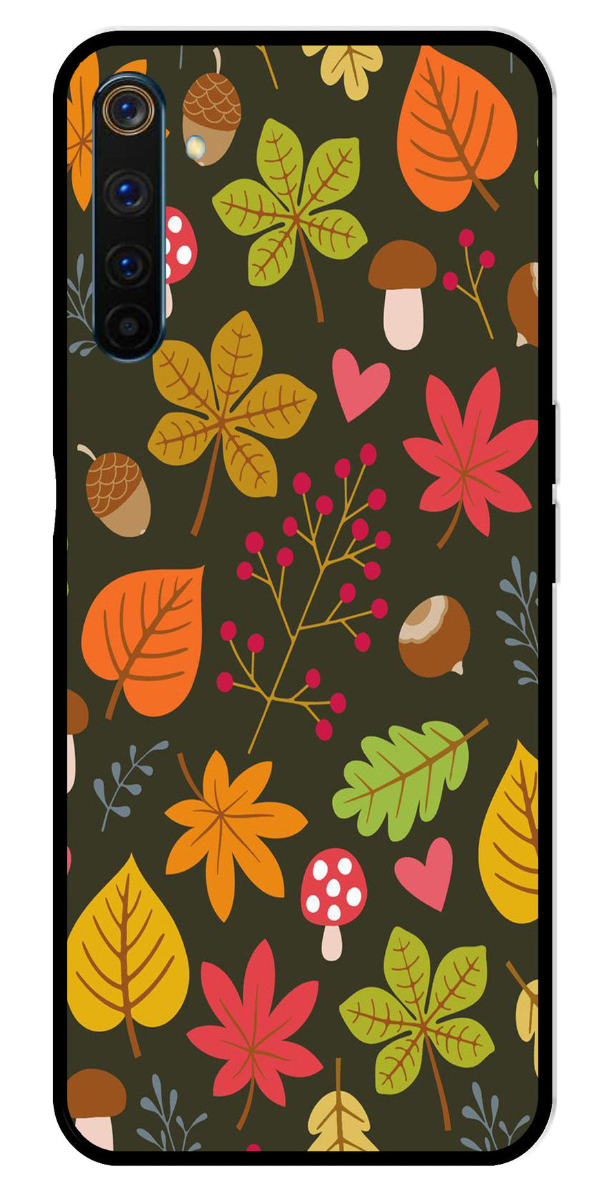 Leaves Design Metal Mobile Case for Realme 6 Pro   (Design No -51)