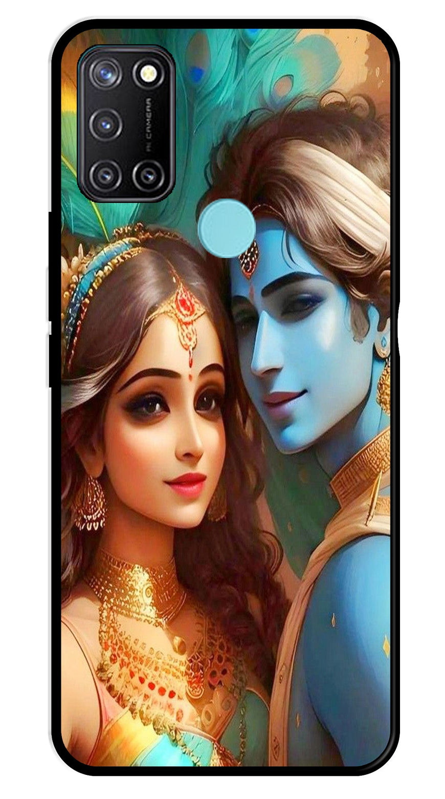 Lord Radha Krishna Metal Mobile Case for Realme 7i   (Design No -01)