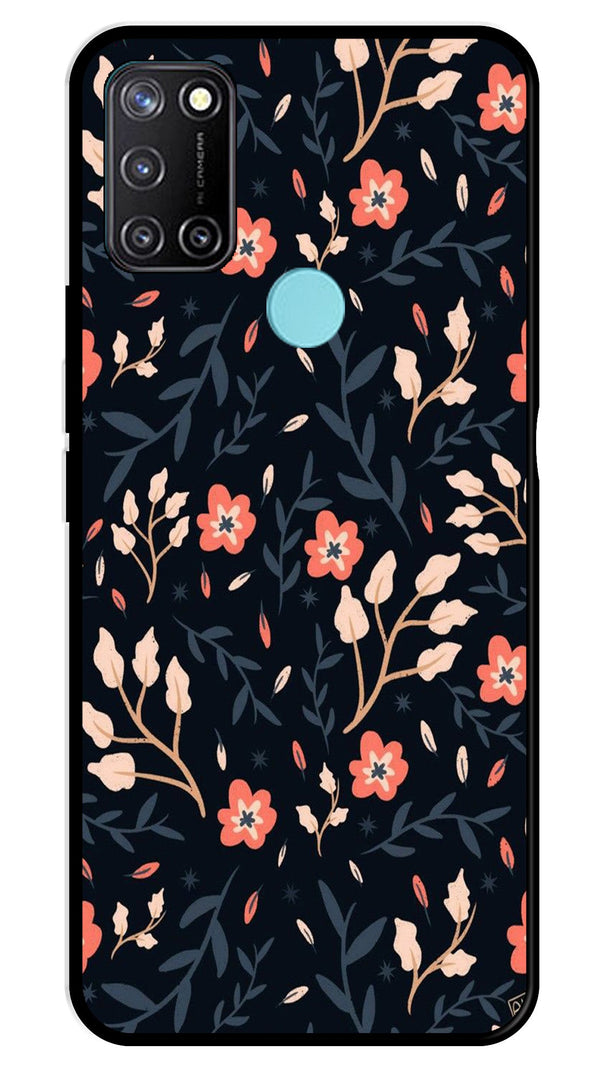 Floral Pattern Metal Mobile Case for Realme 7i   (Design No -10)