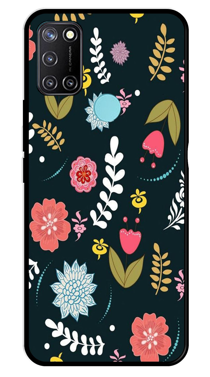 Floral Pattern2 Metal Mobile Case for Realme 7i   (Design No -12)