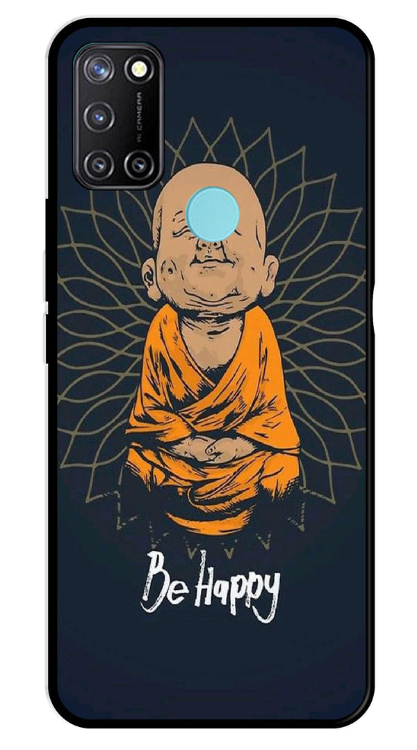 Be Happy Metal Mobile Case for Realme 7i   (Design No -27)