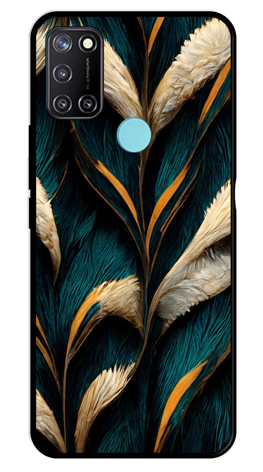 Feathers Metal Mobile Case for Realme 7i   (Design No -30)