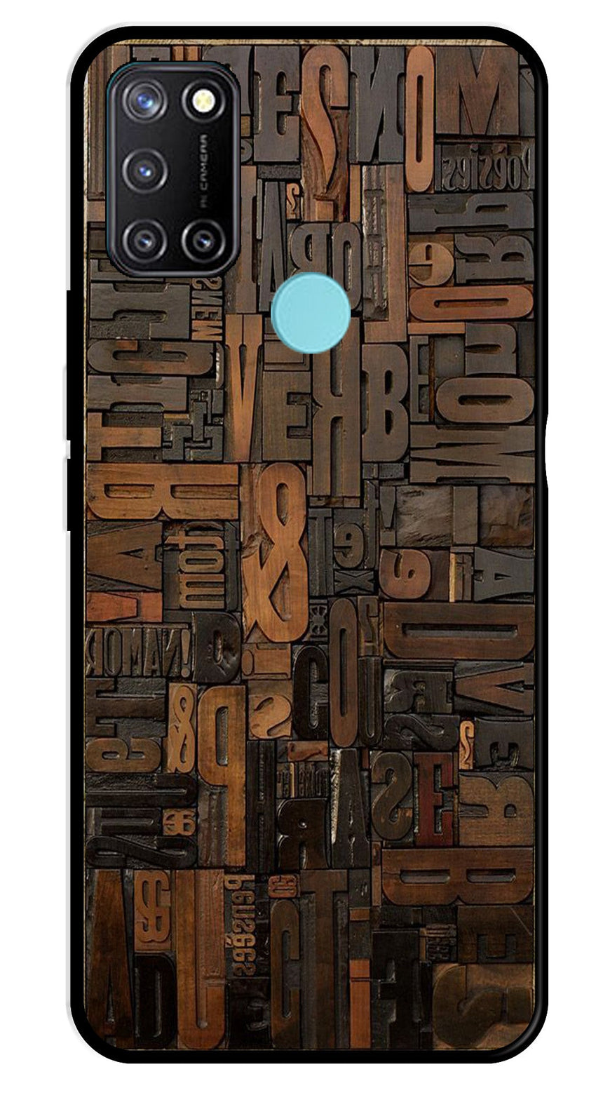 Alphabets Metal Mobile Case for Realme 7i   (Design No -32)