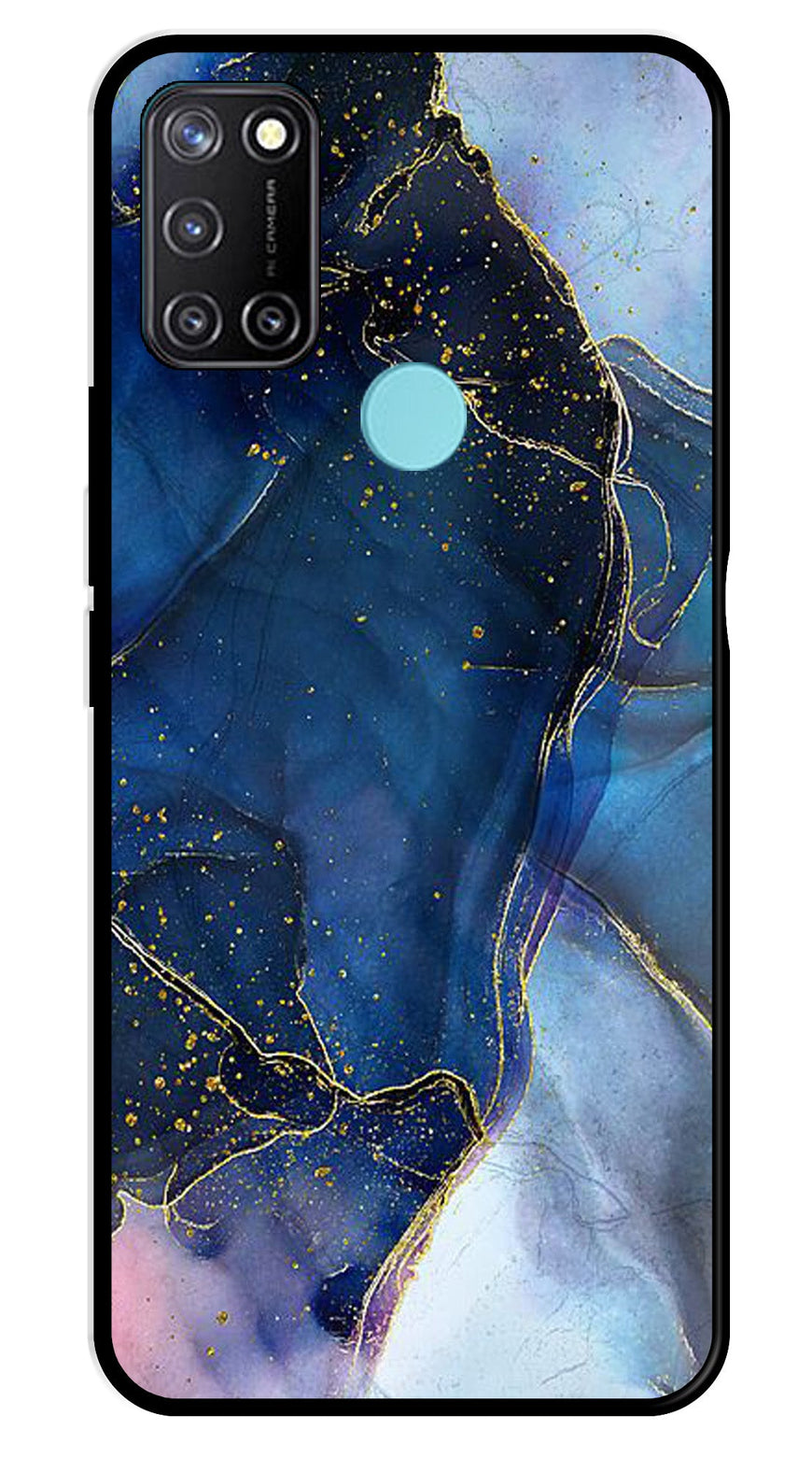 Blue Marble Metal Mobile Case for Realme 7i   (Design No -34)