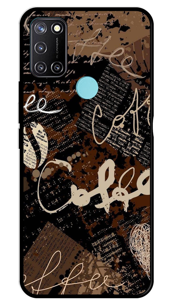 Coffee Pattern Metal Mobile Case for Realme 7i   (Design No -37)