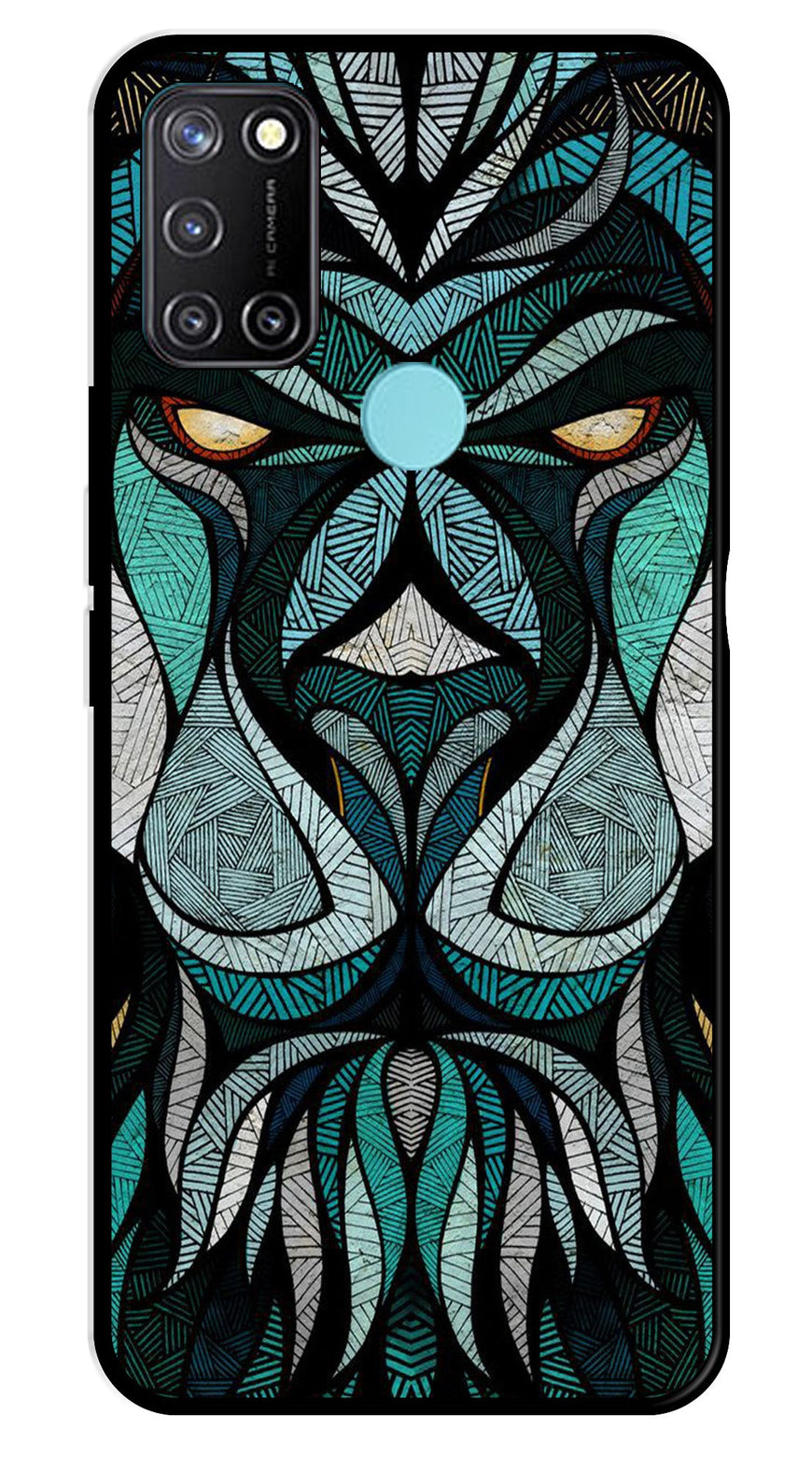 Lion Pattern Metal Mobile Case for Realme 7i   (Design No -40)