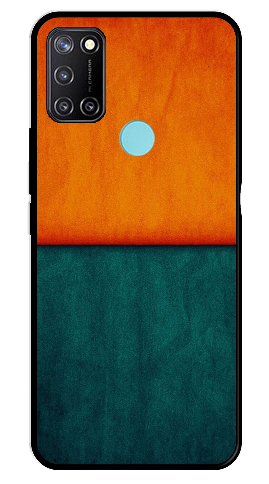 Orange Green Pattern Metal Mobile Case for Realme 7i   (Design No -45)
