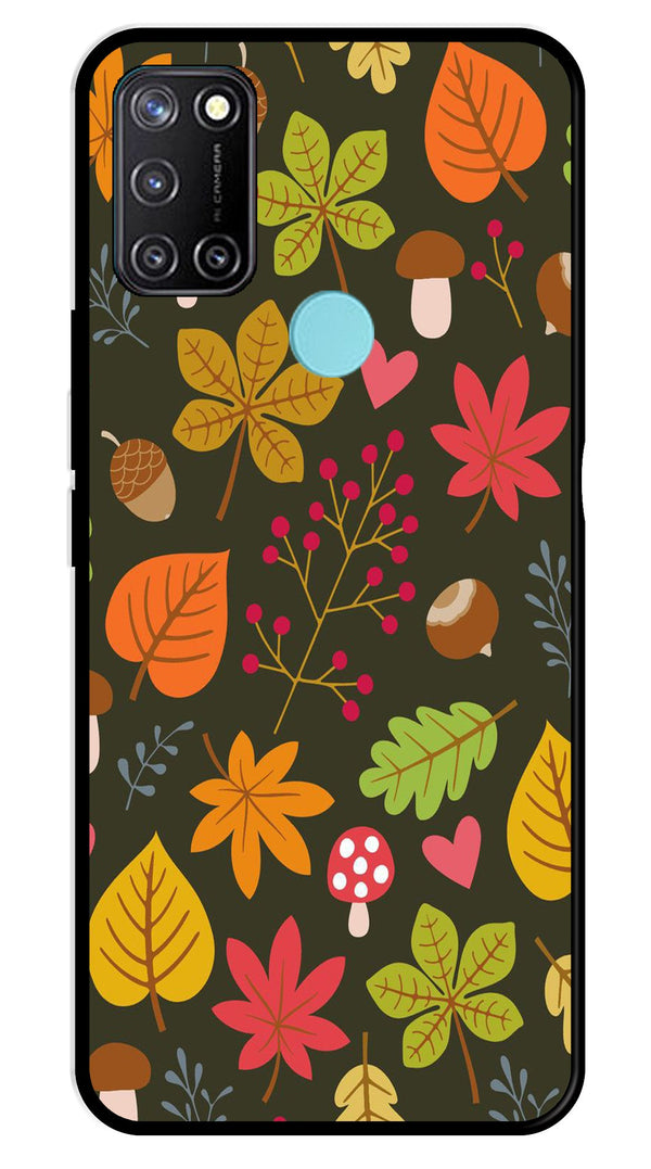 Leaves Design Metal Mobile Case for Realme 7i   (Design No -51)