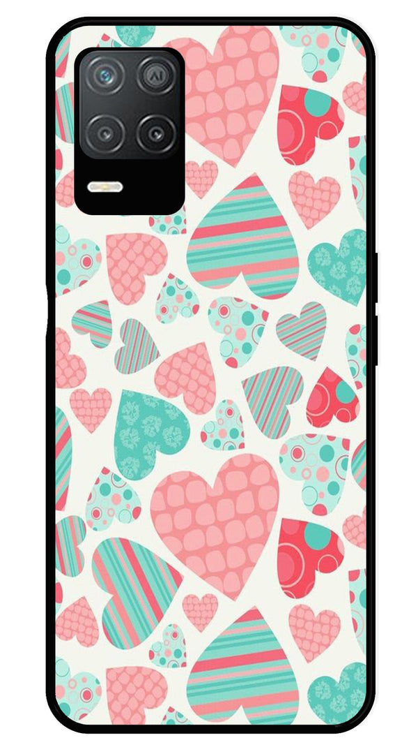 Hearts Pattern Metal Mobile Case for Realme Narzo 30 5G   (Design No -22)