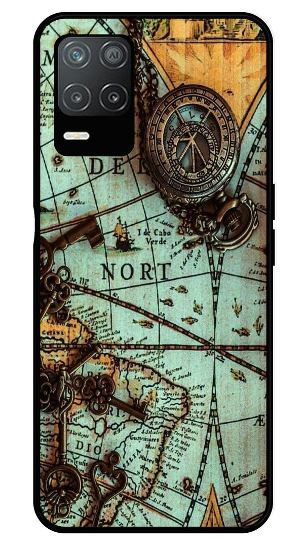 Map Design Metal Mobile Case for Realme 8 5G   (Design No -54)