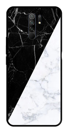 Black White Marble Design Metal Mobile Case for Redmi 9 Prime